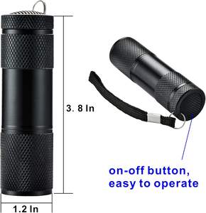 Lampe torche UV portable en aluminium à 12 LED puissantes, lumière noire ultraviolette, USB, longueurs d'onde 395nm 365nm, magnétique, vente en gros - Product Image 3