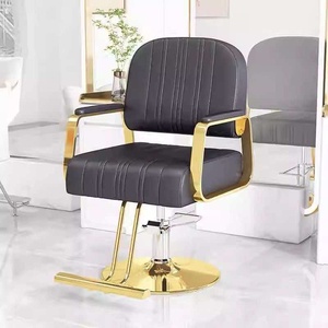 Silla de Estilismo de Salón de Lujo Negra y Dorada, Silla de Barbero Hidráulica con Base Cuadrada Dorada y Reposapiés para Salón de Belleza - Product Image 6