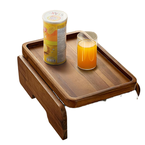 HOLANA <span class=keywords><strong>Plateau</strong></span> de rangement en bois d'acacia 13.75 X 9.5in Table d'appoint à double charnière pour accoudoir de <span class=keywords><strong>canapé</strong></span> Table de salon en bois - Product Image 1