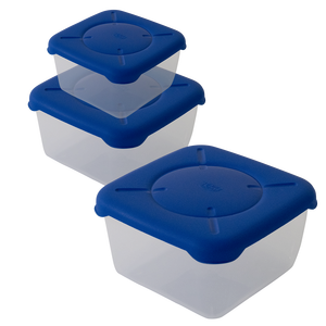 Recipientes Cuadrados Minimalistas Frigobella de PP para Almacenamiento de Alimentos, 0.50, 1.00, 1.75 L, Apilables, con Tapa Azul para Uso en la Cocina, Moldeados por Inyección - Product Image 3