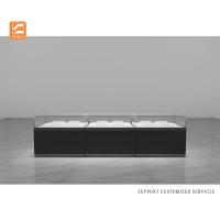 Vitrine à bijoux en verre écologique, moderne, noire, de luxe, avec éclairage LED, étanche, taille personnalisable, pour la présentation en magasin