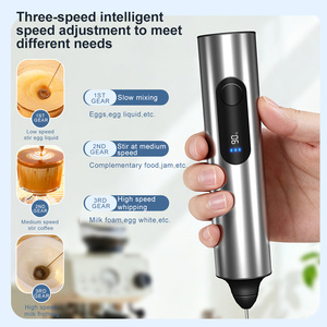 Mixeur Plongeant Portable Rechargeable avec Écran LED Personnalisé, Batteur à <span class=keywords><strong>Lait</strong></span> Électrique USB en Acier Inoxydable pour Café - Product Image 2
