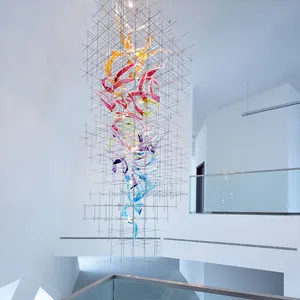 Personalizzabile design Moderno progetto di decorazione grande hall dell'hotel di arte Lampadario in vetro colorato