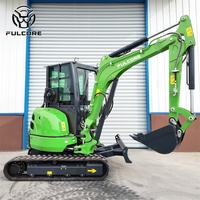 Mini-excavatrice FULCORE fiable, homologuée EPA, avec système hydraulique puissant pour l'aménagement paysager résidentiel, avec cabine.