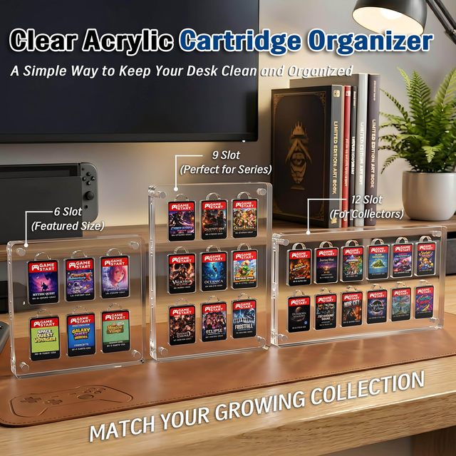 Durable Scratch Resistant Acrylic Nintendo Switch Game Card Storage Rack Waterproof Clear Cartridge Display Case for Gamer Setup