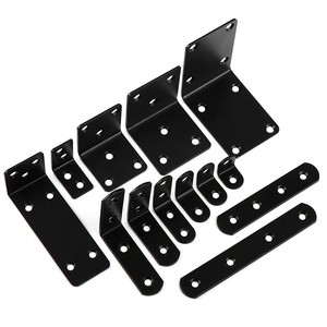 Supports d'angle noirs en acier inoxydable en forme de L à 90 degrés pour étagères, quincaillerie de meubles, ensemble de supports de montage - Product Image 1