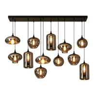 Lámpara Colgante Moderna de Cristal Negro con 3 Cabezas, Lámpara de Araña en Clúster, Luz Blanca Cálida, Lujosa, para Comedor, Restaurante, Cocina