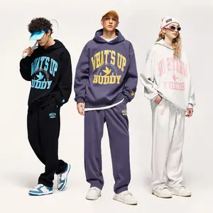 INFLATION Siebdruck Trainings anzug benutzer definierte Hoodies Jogger Männer Sweatshirt Logo gedruckt Hoodie und Jogging hose Set