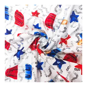 2024 New design shiny sequin spandex geometric star digital printing breathable elastic DTY fabric knitted