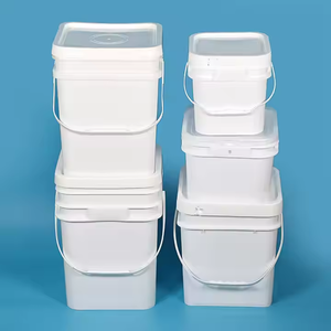 Vente en gros d'usine Seaux carrés avec poignée en plastique personnalisé de 20 litres Seau carré en plastique de qualité alimentaire vert avec couvercle - Product Image 5