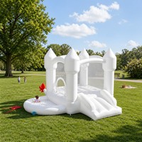 Château gonflable Noco en tissu Oxford blanc, château gonflable blanc, château combiné blanc
