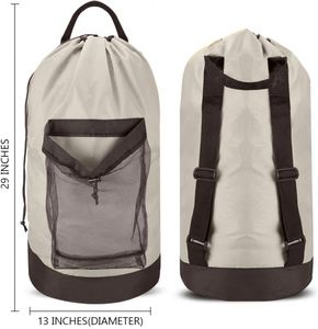BSCI Factory Backpack <b>Laundry</b> Bag, <b>Laundry</b> Backpack with Shoulder Straps and Mesh Pocket Durable Nylon Backpack Clothes Hamper - Product Image 2
