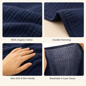 Vente en gros de nouvelles couvertures en mousseline pour bébé, personnalisables, imprimées, mignonnes, respirantes, 4 couches, 100% coton biologique - Product Image 3