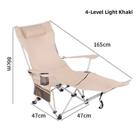 Chaise de camping pliante et inclinable portable avec repose-pieds et appui-tête – Chaise longue confortable pour l'extérieur et les voyages en tissu Oxford