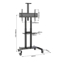 Chariot TV mobile robuste pour écrans de 55 à 90 pouces, capacité maximale de 200 lb, réglage de hauteur fluide 1350-1650 mm, VESA 800x500 mm, direct usine
