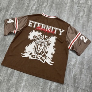 Camisetas de fútbol vintage de malla, personalizadas con estampado en relieve, jersey oversize, camiseta de diseñador con cuello en V, camisetas de corte holgado y peso pesado para hombre - Product Image 4