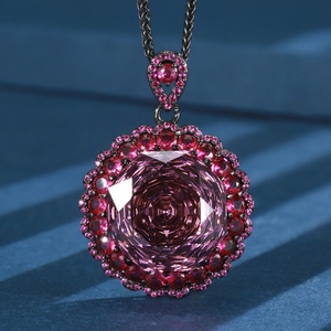 Parure de bijoux tendance en cuivre écologique, hypoallergénique, inaltérable et résistante à l'eau, avec collier et bague tournesol en zircon rose 18MM pour femme - Product Image 4