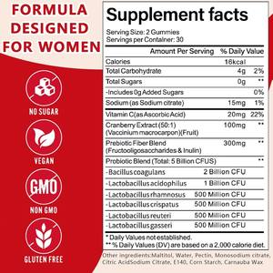Gomitas Probióticas Orgánicas Premium para Mujeres Adultas OEM/ODM, Extracto Herbal Vaginal, Vitaminas para Mejorar la Inmunidad, 60 Unidades - Product Image 2