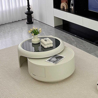Nouvelle Table Basse Ronde 2026 avec Tiroirs pour Petit Appartement, Style Moderne Simple, Combinaison Coulissante pour Salon
