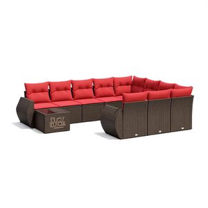 Conjunto de Sofá de Jardín de Ratán Sintético Marrón con Cojines, Más de 10 Plazas, Muebles de Exterior, Diseño Contemporáneo - Product Image 1