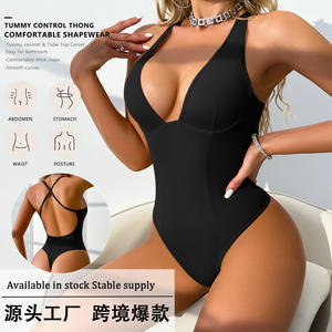 V-neck <strong>Extender</strong> <strong>Bodysuit</strong> Solid Slim-fit One-piece Vest Best Sale Crotch Top - Product Image 3