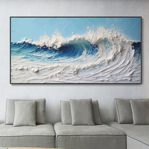 Dipinto a Olio 3D con Texture Oceano, Arte Astratta Blu Mare, Pittura alla Moda Impressionista, Decorazione per Soggiorno, Arte Murale per Casa - Product Image 4