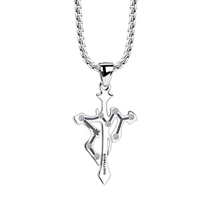 Colliers de luxe étanches en acier inoxydable 316, motif croix et signe astrologique, pour femmes et hommes, collection 2025 - Product Image 3