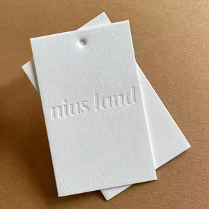 Nhà máy-Giá sang trọng bông giấy nghệ thuật <span class=keywords><strong>hangtag</strong></span> biểu tượng tùy chỉnh in tái chế dập nổi trắng Tag cho giày quần áo trắng sang trọng - Product Image 3