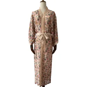 Kimono Maker benutzer definierte Langarm Seide Kimono Strand vertuschen Robe Kleid lange Kimono Strickjacke Robe für Frau