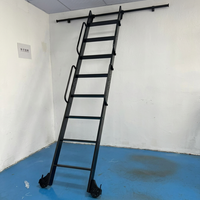 Escalera Rodante Resistente de 108 Pulgadas, Escalera de Biblioteca, 400 LBS, Aluminio, Peldaños Antideslizantes, Ruedas, para Uso en Dormitorios y Armarios