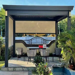 Pergola bioclimatique en aluminium toutes saisons, à lames orientables électriques, toit motorisé étanche avec télécommande, pour jardin et terrasse - Product Image 5