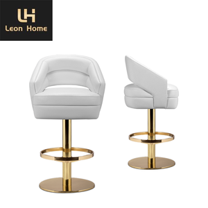 تصميم فاخر حسب الطلب من المصنع قماش مخملي مريح أبيض دائري بتصميم بارستول - Product Image 4