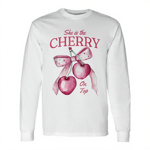 Camiseta de manga larga Cherry On Top para baby shower o despedida de soltera - Product Image 2