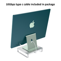 Soporte de Monitor de Aluminio con Base USB-C, Hub USB 3.0, Carcasa para SSD M.2 NVME NGFF y SATA de 2.5'', Lector de Tarjetas SD para iMac y Macbook