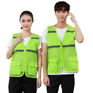 Chaleco Reflectante de Malla con Letras Impresas Personalizadas, Uniforme de Seguridad Laboral para Conductor, Malla Azul con Bolsillos - Product Image 5