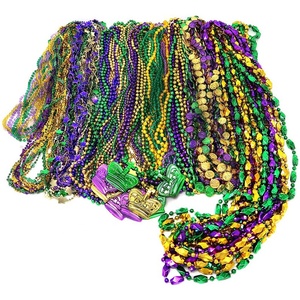Mardi Gras Necklaces For Carnival Party Plastic Electroplating Costume Necklace Mardi Gras Bead Necklaces Accessory