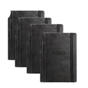 Libreta de direcciones A3 de cuero grabado con espiral, páginas rayadas y soporte para bolígrafo para hombre - Product Image 1