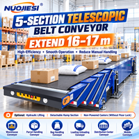 Convoyeur à bande télescopique à 5 sections de 16-17 m pour le chargement et le déchargement de colis et de cartons en entrepôt