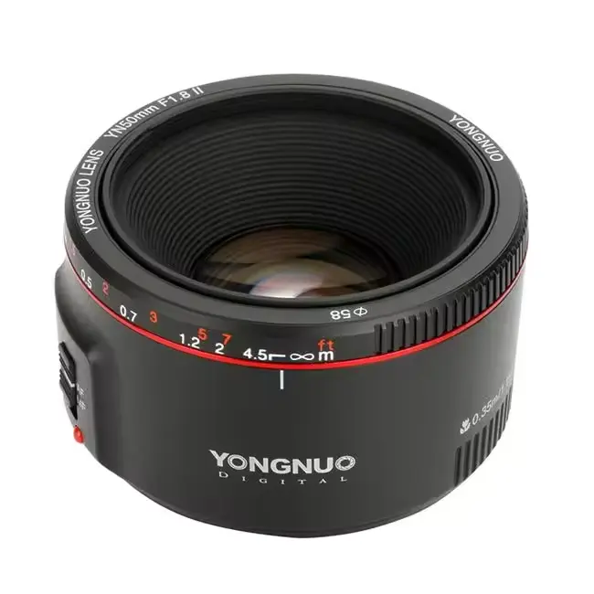 Yongnuo YN50MM F1.8 II AF/MF 0.35M ระยะโฟกัสมาตรฐาน Prime เลนส์สําหรับ Canon EOS EF Mount