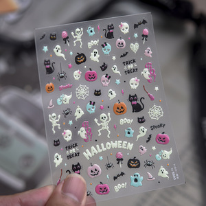 Halloween Glow Nail Stickers 3D Flashy Spooky <b>Witch</b> Stained Glass Nail Art <b>Decorations</b> New Style Manicure Accessories Wholesale - Product Image 2