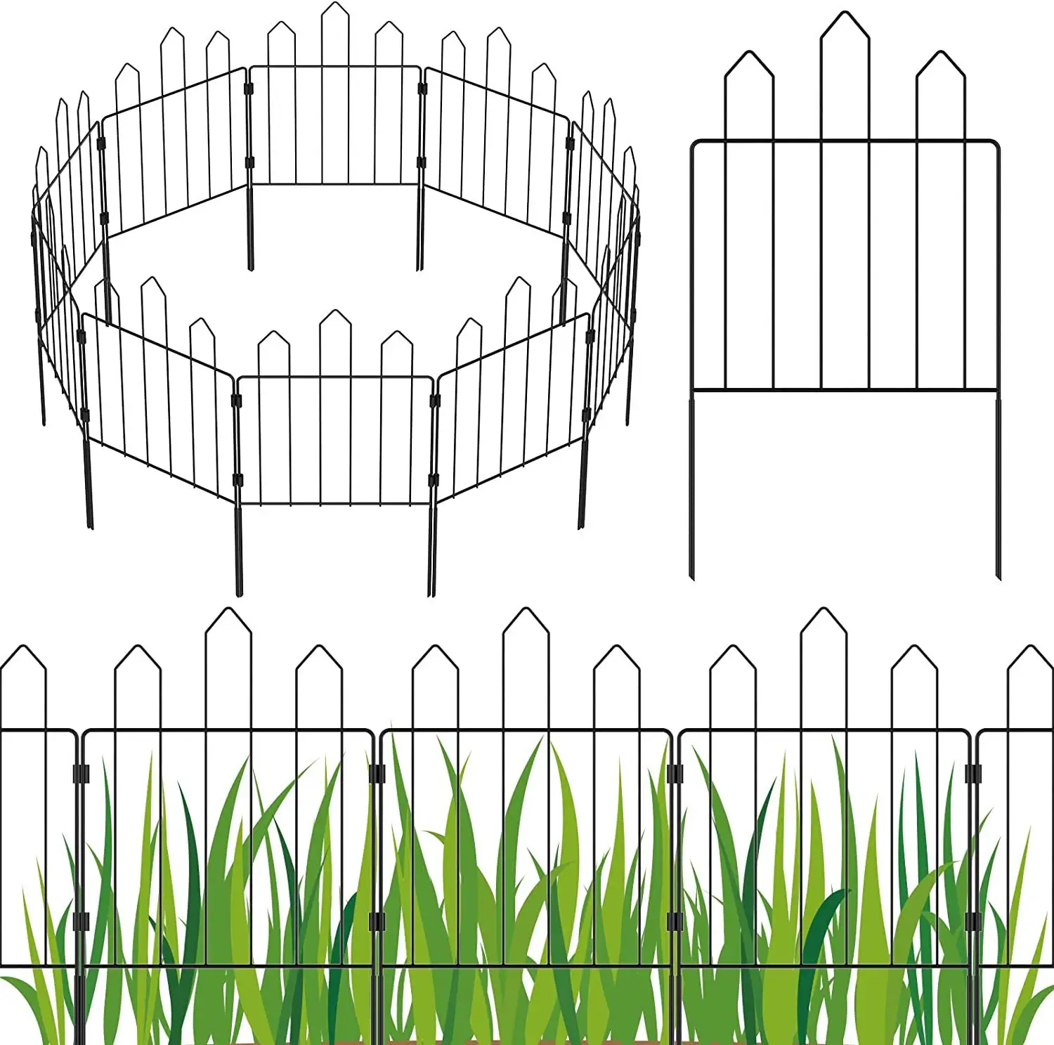 Dekorasi taman pagar logam bingkai kawat luar ruangan halaman lanskap hewan kecil pembatas grid pagar besi