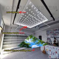 PANGUI Nouveau design d'usine, film de plafond LED étanche décoratif 3D, fausse dalle de plafond, boîte lumineuse publicitaire suspendue pour hôtel