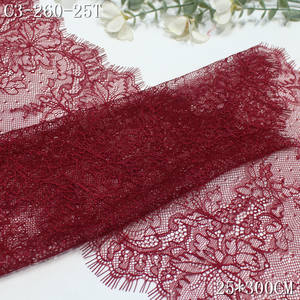 Galon de Dentelle Chantilly en Nylon Floral à Bord Cils 25cm Doux Noir Rose Clair Rouge, <span class=keywords><strong>Tissu</strong></span> de Dentelle Française de Qualité pour Robe de Femme - Product Image 4