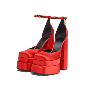 YiXin High Heels <strong>Shoes</strong> for Women Square Heel <strong>Shoes</strong> 2022 Stage Performance <strong>Show</strong> <strong>Shoes</strong> for Women New Styles - Product Image 4