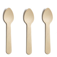 Cuillères en bois jetables de 16 cm, taille standard, écologiques, en bouleau, lot en vrac pour food truck et café