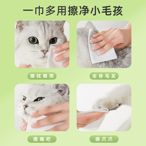 Toallitas para mascotas, 80 piezas, fórmula suave para limpieza y desodorización de gatos y perros - Product Image 3