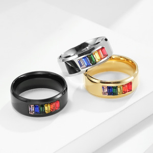 Anillo de Acero Inoxidable con Zirconia, Joyería para Parejas, No se Desvanece, Venta Directa de Fábrica, Unisex - Product Image 1
