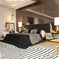 Cama Matrimonial de Lujo para Dormitorio Principal, Diseño de Alta Gama, con Marco de Madera Tapizado en Cuero Esmerilado Dorado