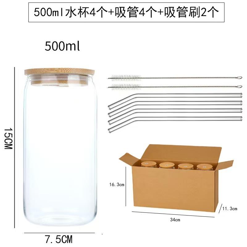 Carton de 500 ml avec 4 bouchons, une brosse à paille et du coton perlé.