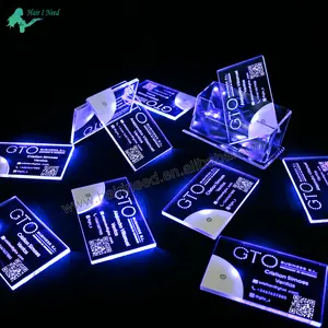 Baixo MOQ LED Acrílico Cartões de Visita com Logotipo Brilham no Escuro Luminoso Cartão de Nome Iluminar Impressão de Cartão de Visita